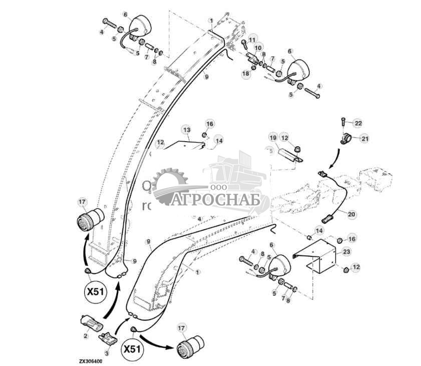 Discharge Spout And Light Wiring Harness 